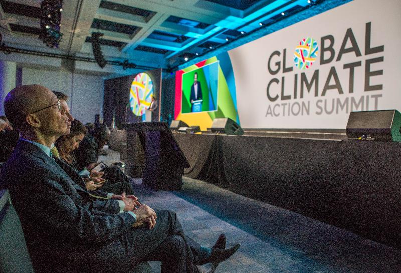 The Secretary for the Environment, Mr Wong Kam-sing (first left), today (September 13, San Francisco time) participates in the opening plenary of the Global Climate Action Summit in San Francisco, the United States.