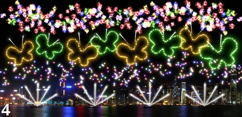 The National Day fireworks display will light up Victoria Harbour at 9pm on October 1 to celebrate the 69th anniversary of the founding of the People's Republic of China. The display will consist of eight scenes under the theme "Unity and Harmony". Photo shows the fourth scene, "Magnificence".
