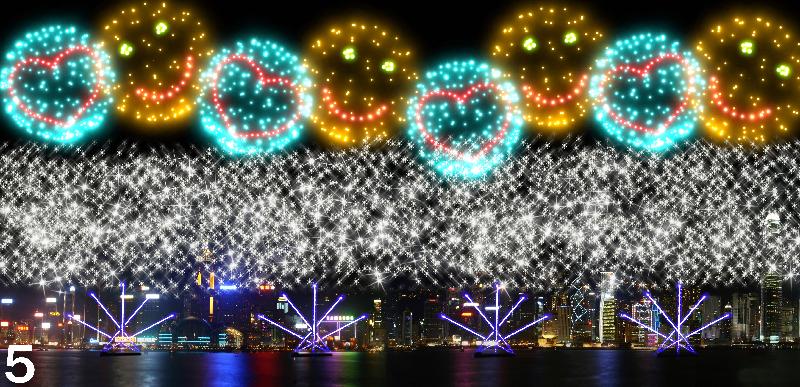 The National Day fireworks display will light up Victoria Harbour at 9pm on October 1 to celebrate the 69th anniversary of the founding of the People's Republic of China. The display will consist of eight scenes under the theme "Unity and Harmony". Photo shows the fifth scene, "Light of Dreams".