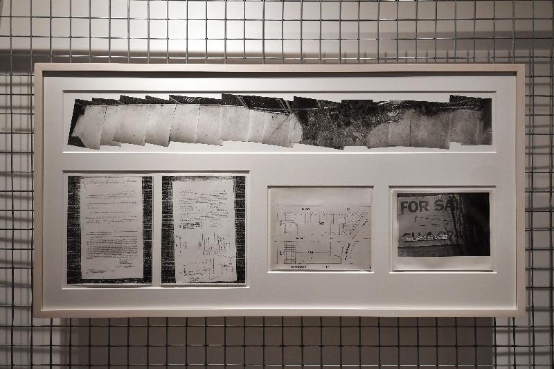 The "Sparkle! Journal of a City Foot Soldier" exhibition organised by Oi! was unveiled today (October 5) at Oi! in North Point. Photo shows artist Gordon Matta-Clark’s artwork "Reality Properties: Fake Estate, 'Rego Park' (cement parking), Block 3165, Lot 155".