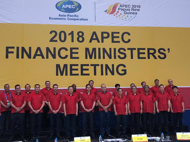The Financial Secretary, Mr Paul Chan (front row, fourth right), today (October 17) attends the Asia-Pacific Economic Cooperation Finance Ministers' Meeting in Port Moresby, Papua New Guinea.
