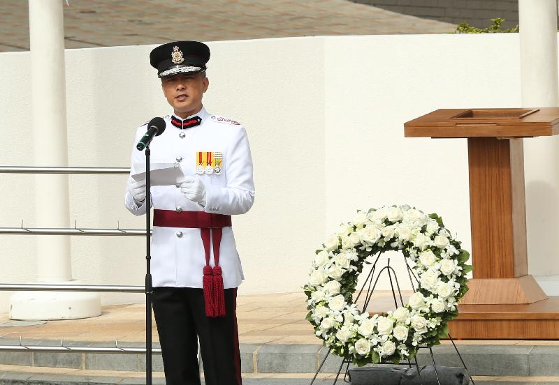 消防處處長李建日今日（十一月一日）在「消防處紀念日」儀式上致辭。
