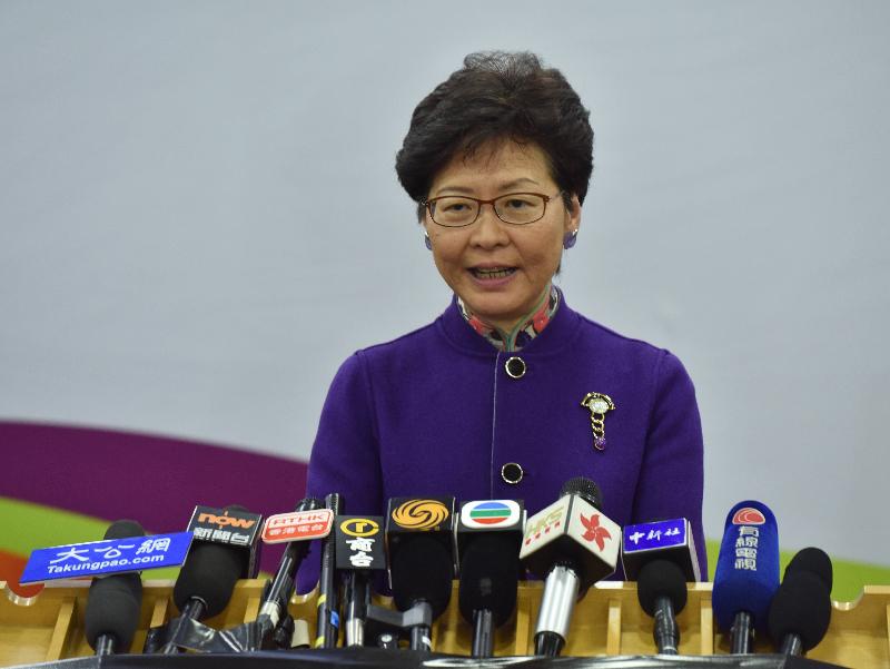 行政長官林鄭月娥今日（十一月十二日）下午在北京會見傳媒，總結她率領慶祝國家改革開放四十周年訪問團之行。