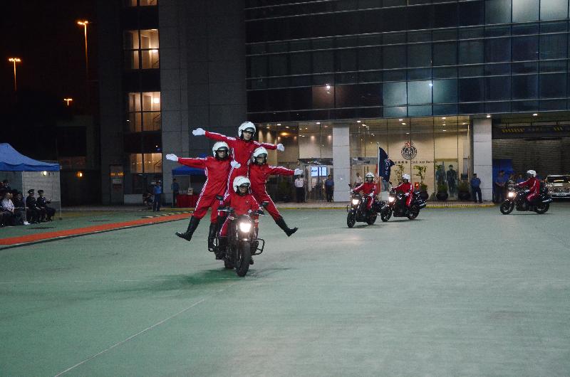 The Civil Aid Service (CAS) today (November 18) held the Civil Aid Service Band Review-cum-Motor Cycle Demonstration Team (MCDT) 55th Anniversary Show at its headquarters. Photo shows the CAS MCDT performing.