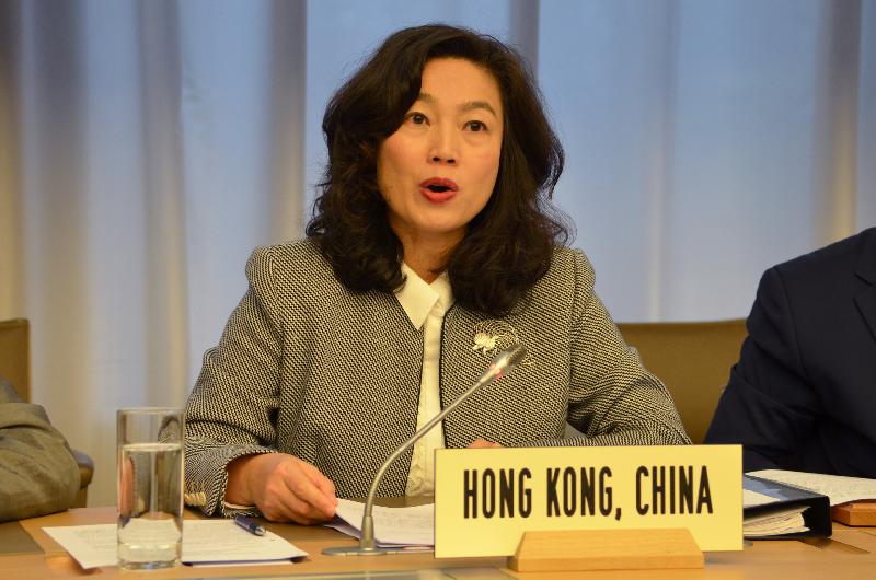 The Director-General of Trade and Industry, Ms Salina Yan, delivered the opening statement at the World Trade Organization Trade Policy Review meeting of Hong Kong, China on November 28 (Geneva time). 