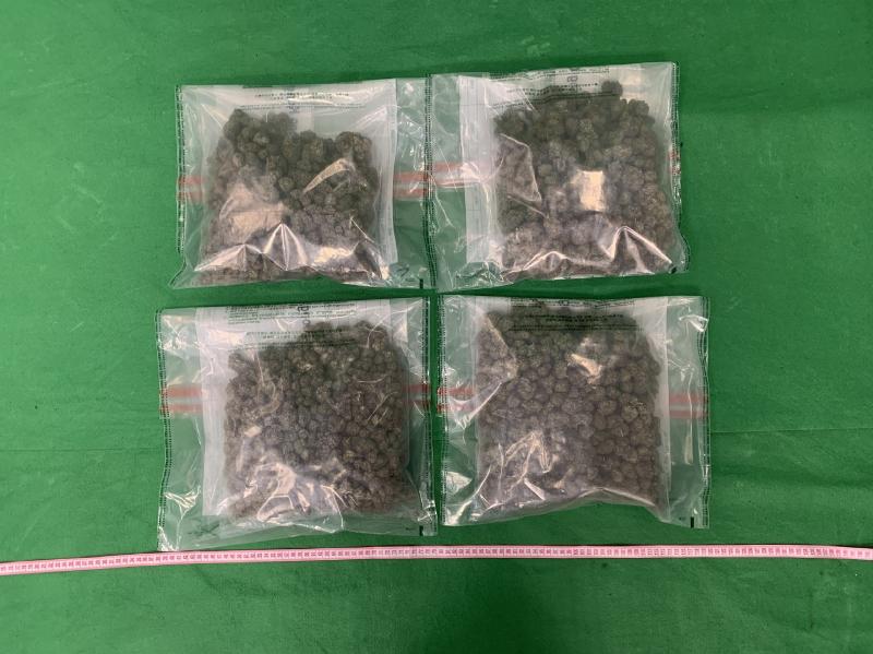 Hong Kong Customs seized about 2 kilograms of suspected cannabis buds with an estimated market value of about $410,000 at Hong Kong International Airport on January 11.