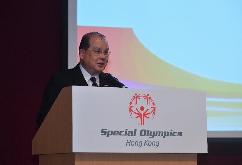 署理行政長官張建宗今日（一月二十二日）下午在香港體育學院出席2019特殊奧林匹克夏季世界比賽香港代表團授旗典禮，並在典禮上致辭。
