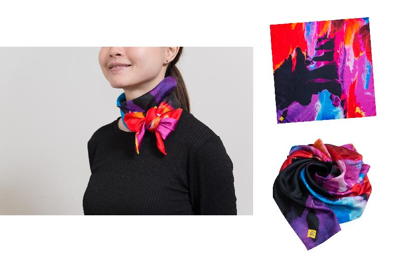 The Legislative Council Souvenir Shop launches today (January 31) a series of four souvenir items in collaboration with the social enterprise ADAM.  Photo shows the silk scarf, now exclusively for sale at the Legislative Council Souvenir Shop at HK$400.
