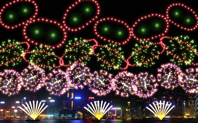 The 2019 Lunar New Year Fireworks Display is scheduled to be held at 8pm on the second day of the Lunar New Year (February 6) over Victoria Harbour. Picture shows the display of pig noses and Saturn rings which will appear alongside the theme song of local comics character McDull in the second scene, wishing people all the best in the Year of the Pig.