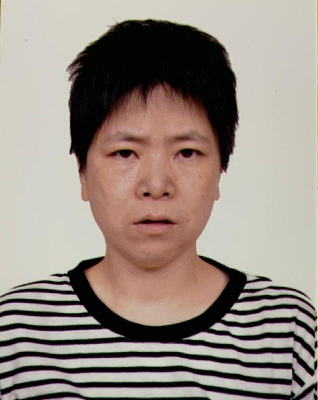 Poon Mee-chai, aged 43, is about 1.62 metres tall, 55 kilograms in weight and of fat build. She has a round face with yellow complexion and short straight black hair. She was last seen wearing a blue short-sleeved T-shirt, black long-sleeved jacket, grey and blue trousers, red, white and blue sports shoes and carrying a black handbag.