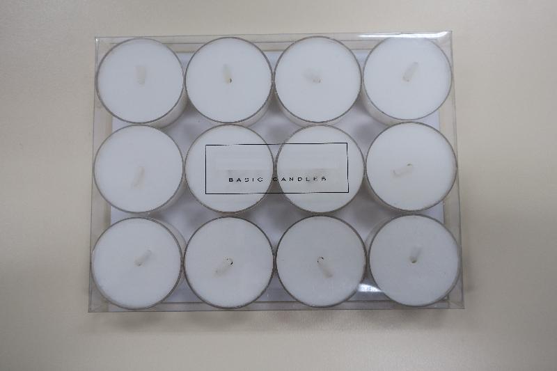 Hong Kong Customs today (April 15) announced that it conducted spot checks on tea-light candles in the past three weeks and ordered seven retailers cum importers to store in specified places 562 packs of tea-light candles of eight models without bilingual warnings or cautions. Photo shows one of the models of tea-light candles.