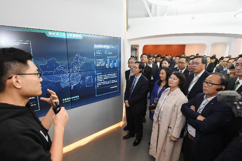 The Legislative Council joint-Panel delegation continued the duty visit in Shanghai yesterday (April 22). Photo shows the delegation visiting a company in the Changyang Campus, "Liu Li Shuo", to learn about its operation. 