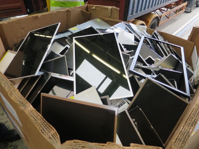 The EPD has intercepted a total of 30 cases of illegally imported hazardous waste from the United States since 2016. Picture shows some waste flat panel displays that were intercepted.