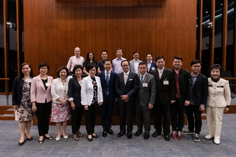 Members of the Legislative Council (LegCo) and the Southern District Council are pictured after a meeting held in the LegCo Complex today (May 14).