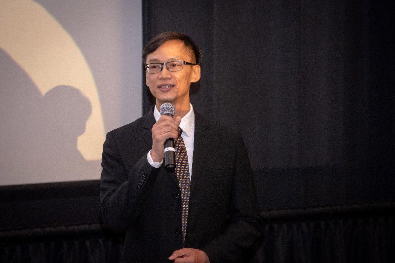 The Director of the Hong Kong Economic and Trade Office in San Francisco, Mr Ivanhoe Chang, gives introductory remarks at "Filmmakers Panel: Women and Hong Kong Cinema" at CAAMFest 37 in San Francisco on May 15 (San Francisco time).