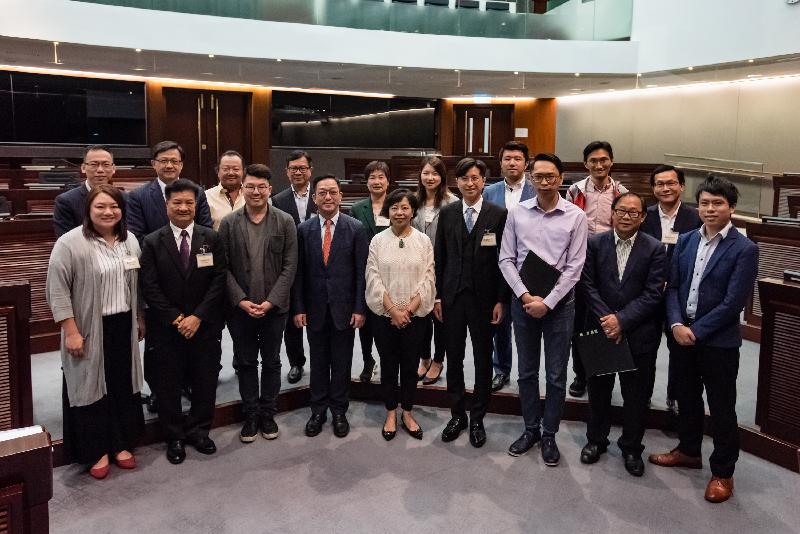 Members of the Legislative Council (LegCo) and the Yuen Long District Council are pictured after a meeting held in the LegCo Complex today (May 31).