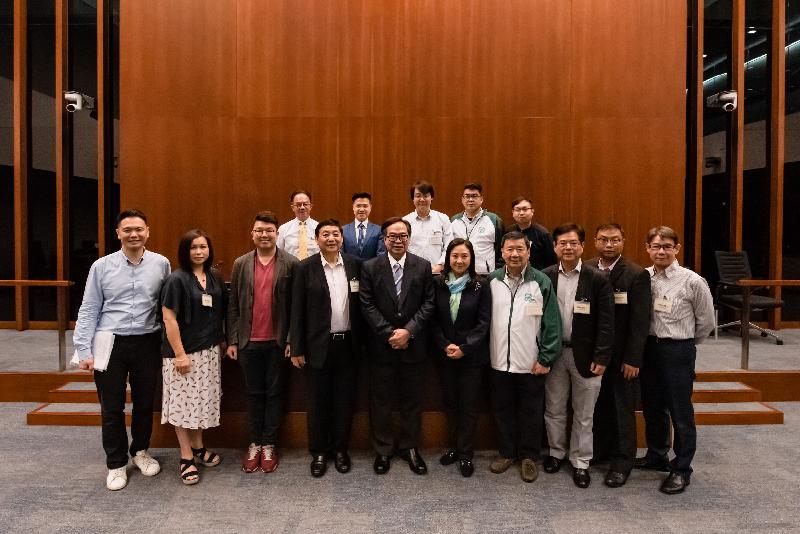 Members of the Legislative Council (LegCo) and the North District Council are pictured after the meeting held in the LegCo Complex today (June 4).