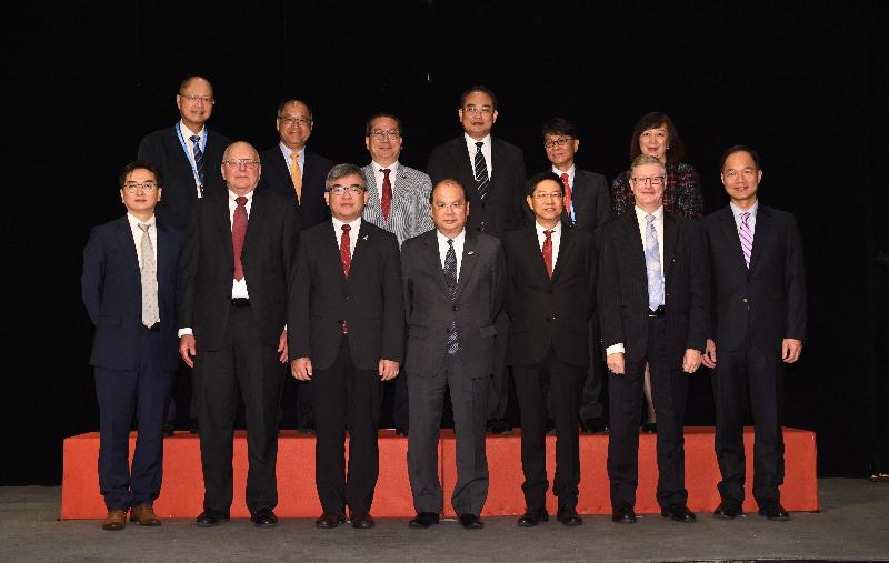 The Chief Secretary for Administration, Mr Matthew Cheung Kin-chung (front row, centre); the President of the Hong Kong Institution of Engineers, Mr Ringo Yu (front row, third left); and other guests are pictured at the opening ceremony for the International Engineering Alliance Meetings 2019 today (June 10). 

