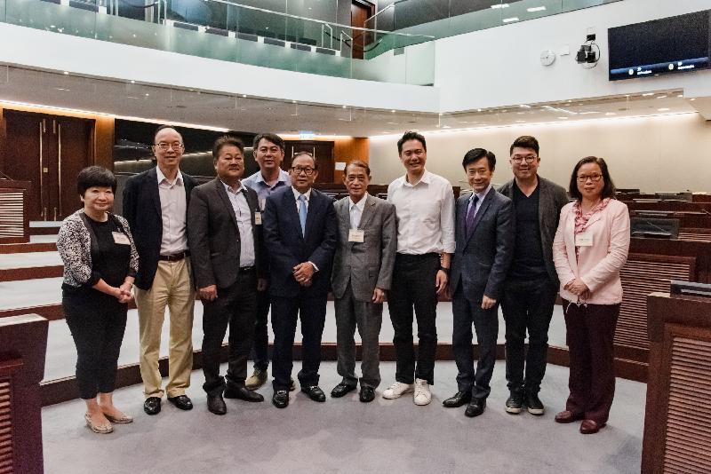 Members of the Legislative Council (LegCo) and the Islands District Council are pictured after a meeting held in the LegCo Complex today (June 28).