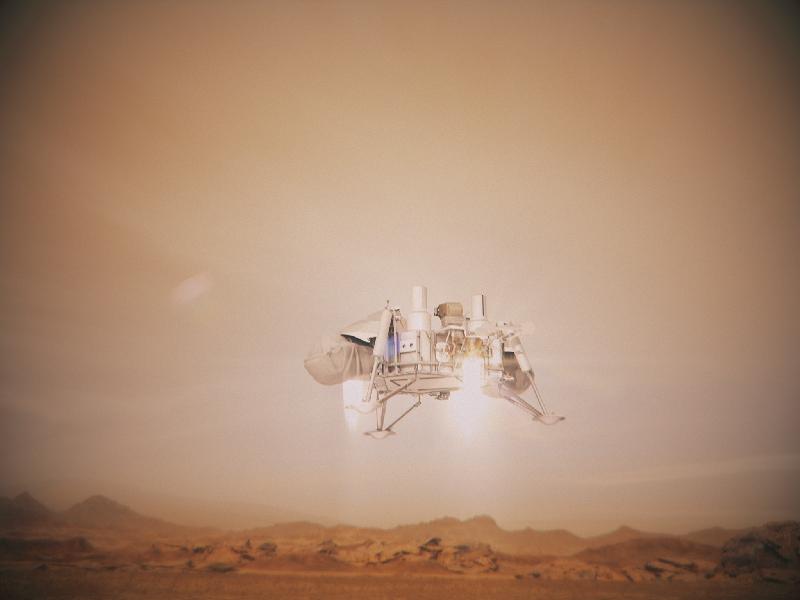 香港太空館明日（七月一日）起上映全新立體球幕電影《飛越行星3D》。圖示《飛越行星3D》的劇照。維京一號是第一艘降落火星並完成任務的太空船。它配備機械臂及生物實驗室，在降落地點採集泥土樣本，以尋找在火星上生命存在的線索及分析火星表面的化學成分。