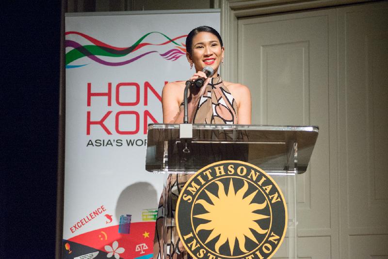 The 24th annual "Made in Hong Kong" film festival kicked-off yesterday evening (July 18, Washington time) in Washington DC at the Freer Gallery of Art of the Smithsonian Institution with the premiere of the acclaimed film, Still Human. Photo shows the lead actress of Still Human, Crisel Consunji, speaking at the premiere.