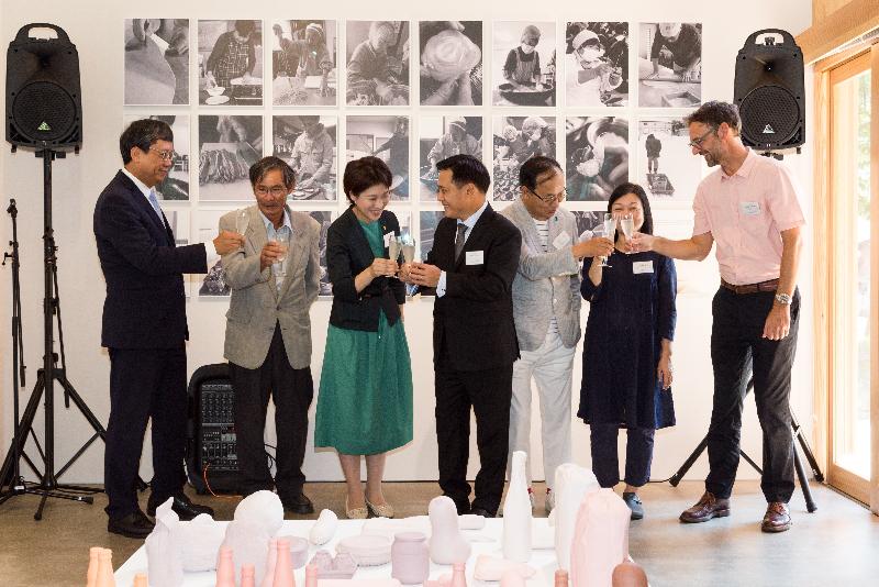 The Hong Kong House at the Echigo-Tsumari Art Triennale in Tsunan, Japan, reopened today (August 10), staging an exhibition entitled "Give Us This Day Our Daily Bread" by Hong Kong artist Annie Wan. Photo shows the officiating guests at the opening party: (from left) the Deputy Director (Administration) of the Hong Kong Academy for Performing Arts, Professor Philip Wong; representative of the Kamigo District Promotion Council, Mr Kyoichi Kawata; the Mayor of Tsunan Town, Mrs Haruka Kuwabara; the Assistant Director of Leisure and Cultural Services (Heritage and Museums), Mr Chan Shing-wai; the General Director of the Echigo-Tsumari Art Triennale, Mr Fram Kitagawa; Annie Wan; and the Director of the Academy of Visual Arts of the Hong Kong Baptist University, Professor Louis Nixon.