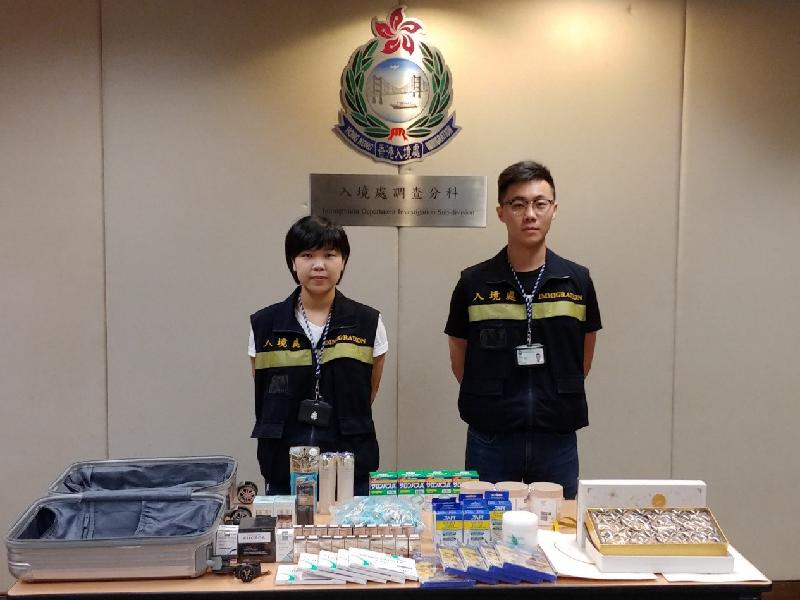 The Immigration Department and the Hong Kong Police Force mounted an anti-illegal worker operation codenamed "Windsand" yesterday (August 14). Photo shows parallel goods seized during the operation.