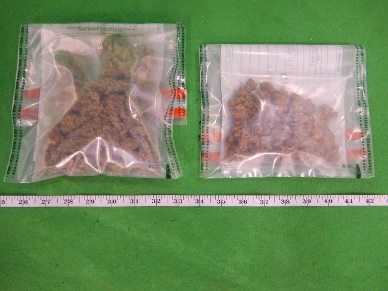 Hong Kong Customs seized about 100 grams of suspected cannabis buds and about 1.06 litres of solutions containing suspected tetrahydro-cannabinol with an estimated market value of about $100,000 in total at Hong Kong International Airport, Tseung Kwan O and Chai Wan on September 6, September 10 and yesterday (September 11) respectively. Photo shows the suspected cannabis buds seized.
