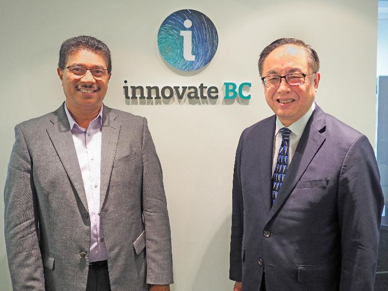 The Secretary for Innovation and Technology, Mr Nicholas W Yang (right), meets with the President and Chief Executive Officer of Innovate BC, Mr Raghwa Gopal (left), today (September 19, Vancouver time) to learn more about Innovate BC's work in driving the innovation ecosystem of British Columbia.