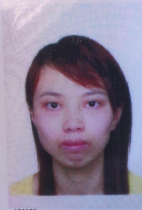 Lin Xiu-juan, aged 32, is about 1.65 metres tall, 55 kilograms in weight and of thin build. She has a round face with yellow complexion and long black hair. She was last seen wearing a blue-coloured long-sleeved shirt, black trousers and green shoes.