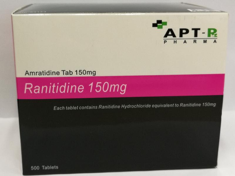 The Department of Health today (September 27) endorsed licensed drug manufacturer APT Pharma Limited and licensed drug wholesaler Eugenpharm International Limited to recall their ranitidine-containing products from the market as a precautionary measure due to the presence of an impurity in the products. Photo shows the product of APT concerned. 