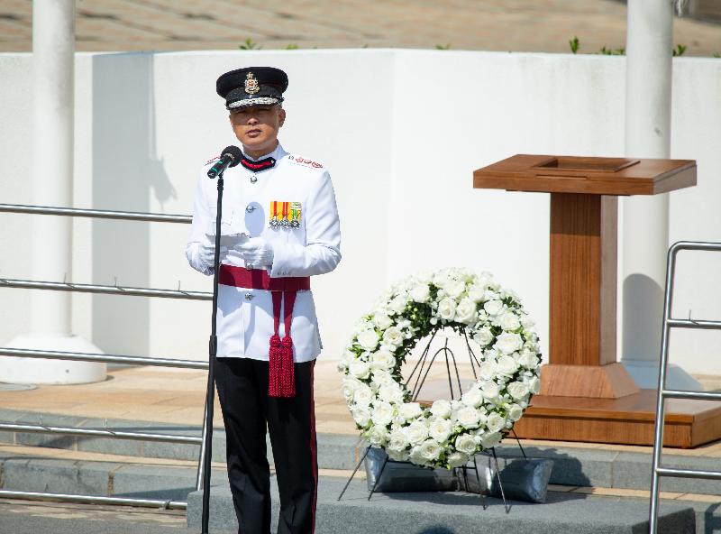 消防處處長李建日今日（十月十七日）在「消防處紀念日」儀式致辭。
