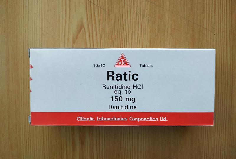 卫生署今日（十一月七日）同意从市面回收五款含有雷尼替丁的产品，以作为预防措施，因为相关产品含有杂质。受影响产品包括Ratic 150毫克药片。
