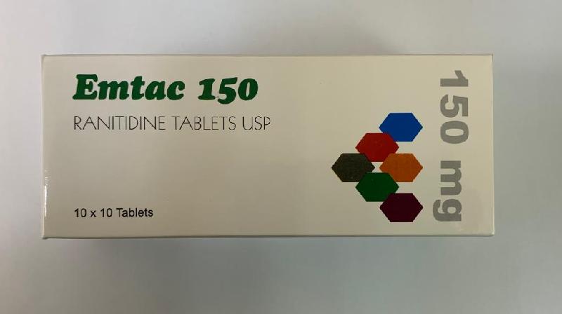The Department of Health today (November 27) endorsed the recall of two ranitidine-containing products from the market, including Emtac 150 Tab 150mg as pictured.