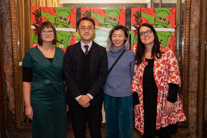 The Hong Kong Economic and Trade Office, Berlin (HKETO Berlin) continues its support for the Hong Kong film industry by once again sponsoring the FILMASIA festival in Prague from December 5 to 8 (Prague time). Photo shows the Director of HKETO Berlin, Mr Bill Li (second left); Head of Public Relations of HKETO Berlin, Ms Stephanie Pall (first left); Director of FILMASIA, Ms Karla Stojáková (first right) and representative of the City University of Hong Kong, Ms Iresa Cho (second right) at the opening of FILMASIA on December 5 (Prague time). 