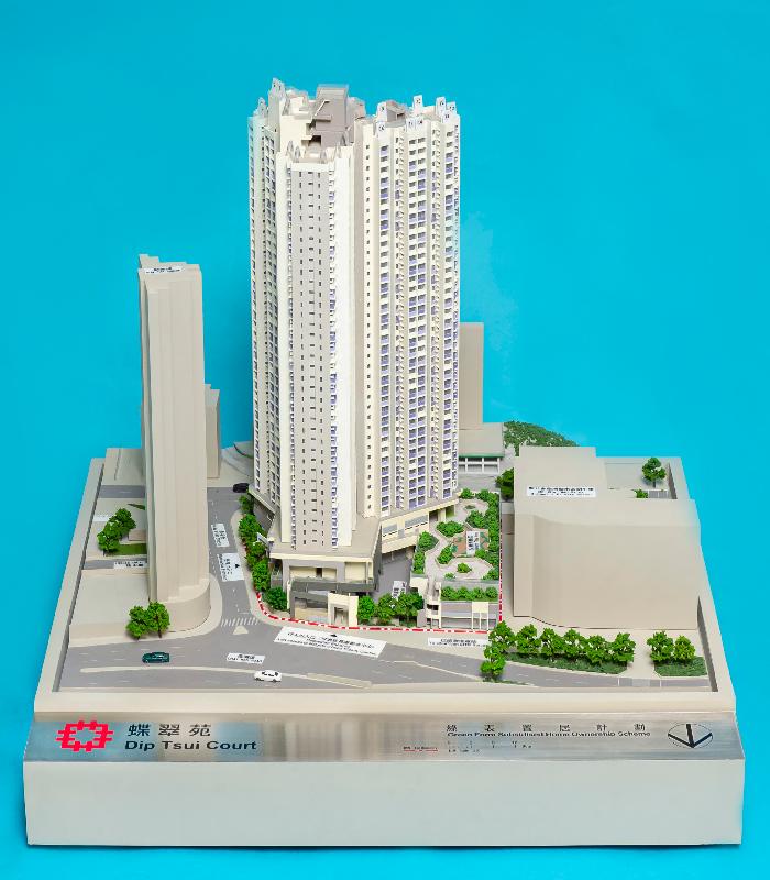 Application for purchase under the Sale of Green Form Subsidised Home Ownership Scheme Flats 2019 will start on December 27. Photo shows a model of Dip Tsui Court, a development project under the scheme.