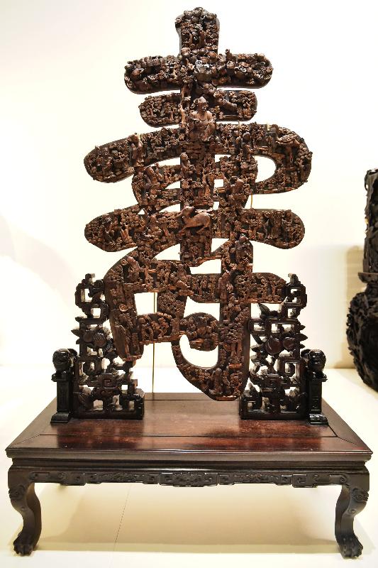 The exhibition "Unlocking the Secrets - The Science of Conservation at The Palace Museum" is being held at the Hong Kong Science Museum from December 14 until March 18, 2020. Picture shows the table screen in the shape of a "shou" character flanked by arhats, which is in the collection of the Palace Museum. Conservators formulated a plan to reshape and restore the table screen based on X-ray analysis of its internal structure.