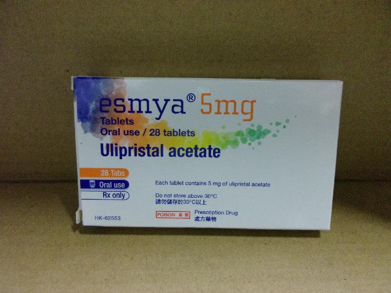 The Department of Health today (March 20) endorsed a licensed wholesale dealer, Orient Europharma Co Ltd, to voluntarily recall a pharmaceutical product, Esmya 5mg Tablets (Hong Kong registration number: HK-62553), from patients due to the potential risk of liver injury. Picture shows the product concerned.