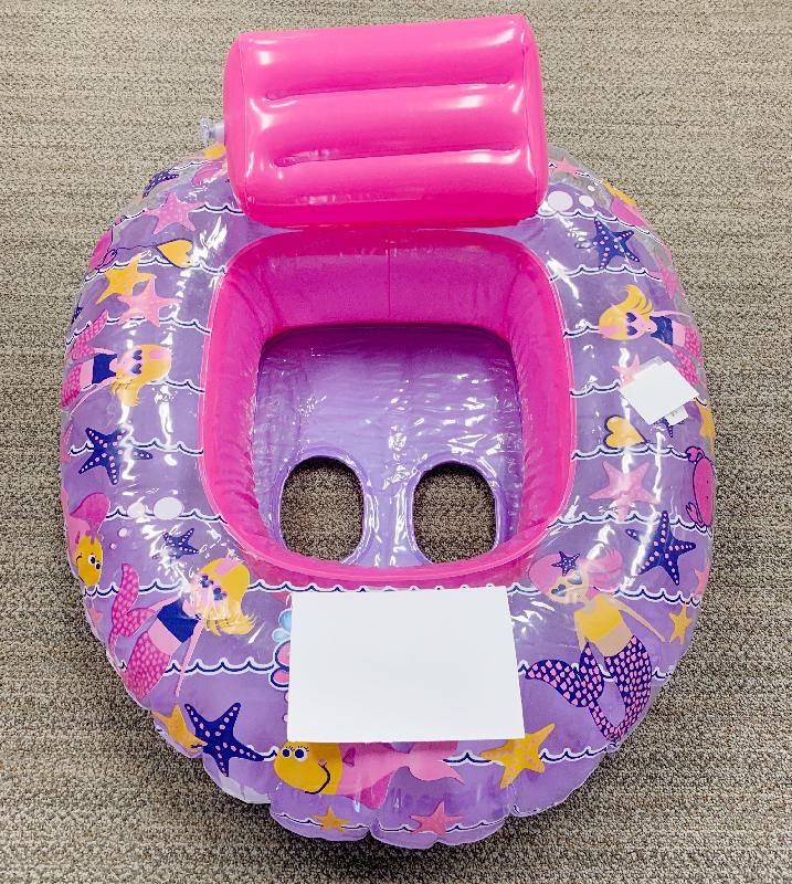 Hong Kong Customs today (August 21) alerted members of the public to five unsafe models of children's swimming seats. Test results indicated that the swimming seats could overturn and pose the risk of drowning to children. The public are advised not to let children use those swimming seats to ensure their safety. Photo shows one of the unsafe models of children's swimming seats.