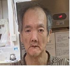 Man Kan-yan, aged 67, is about 1.75 metres tall, 60 kilograms in weight and of thin build. He has a long face with yellow complexion and short white hair. He was last seen wearing a black stripped shirt, black trousers and blue slippers.