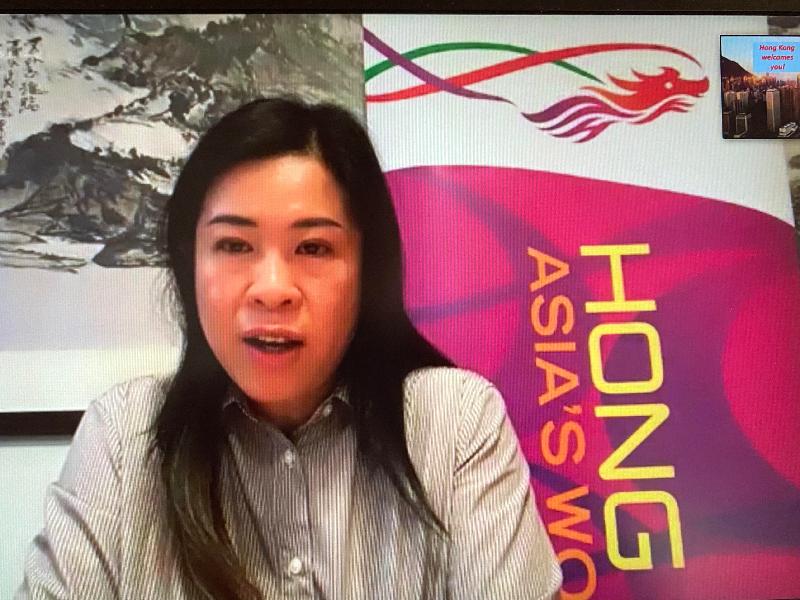 The Deputy Representative of the Hong Kong Economic and Trade Office in Brussels, Miss Fiona Chau, spoke at a webinar on September 16 (Brussels time) to introduce the fundamental strengths of Hong Kong as a global sourcing hub.