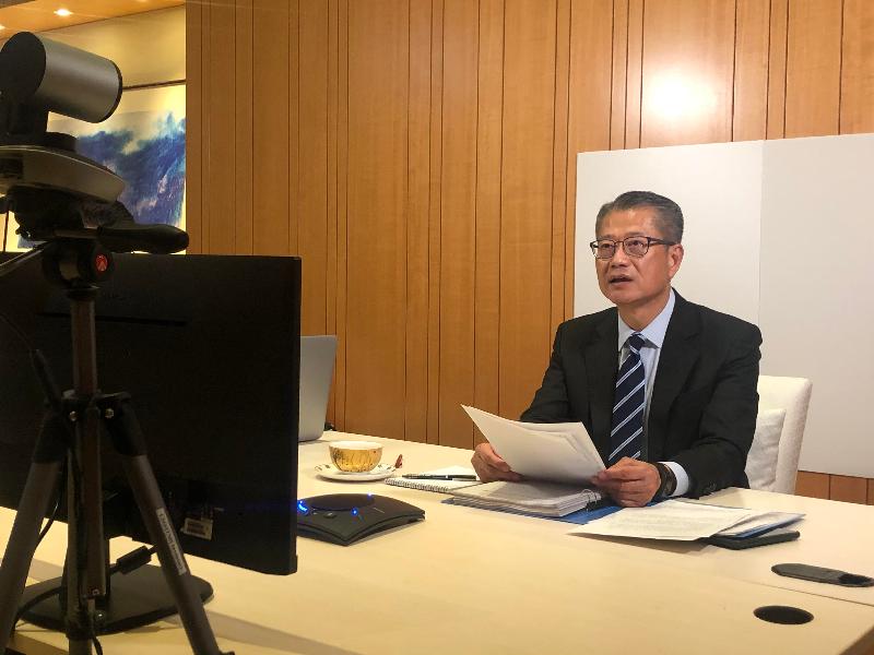 The Financial Secretary, Mr Paul Chan, attends a webinar entitled "How Hong Kong continues to be a gateway to China" today (September 22) to reaffirm to European entrepreneurs Hong Kong's role as the gateway to the Mainland.
