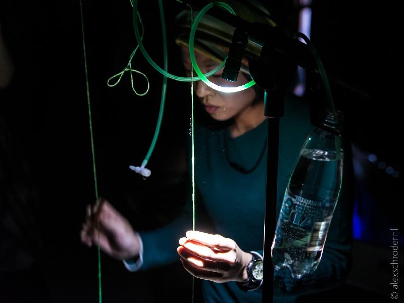 A new platform called "ReNew Vision” has been launched today (October 16) to showcase newly commissioned online works by renowned local and overseas artists. Photo shows an artist performing with an experimental installation in "E(ar)-Storm", a group of artists who are featured in the online content.
