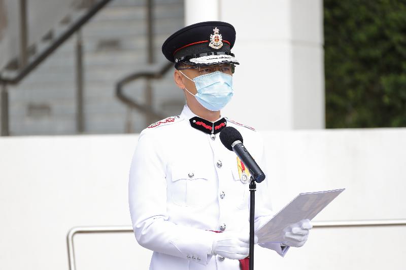 消防處處長梁偉雄今日（十一月三日）在「消防處紀念日」儀式致辭。