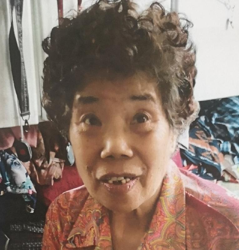 CHU CHAN Siu-chu, aged 79, is about 1.6 metres tall, 40 kilograms in weight and of thin build. She has a round face with yellow complexion and brownish white short curly hair. She was last seen wearing a black jacket, dark-coloured trousers and brown sandals.