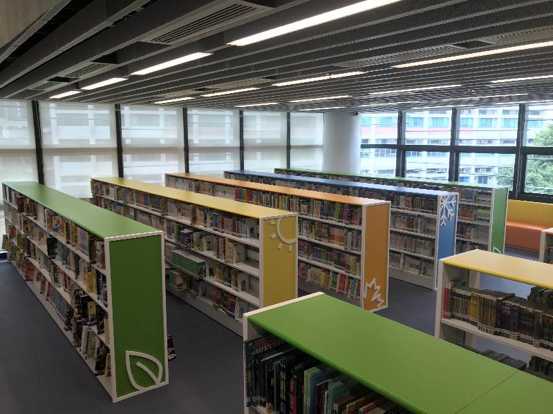 Yau Ma Tei Public Library has been reprovisioned at Block A, G/F & 1-3/F, 251 Shanghai Street, and will be open tomorrow (February 19). Photo shows the Children's Library inside the new library.