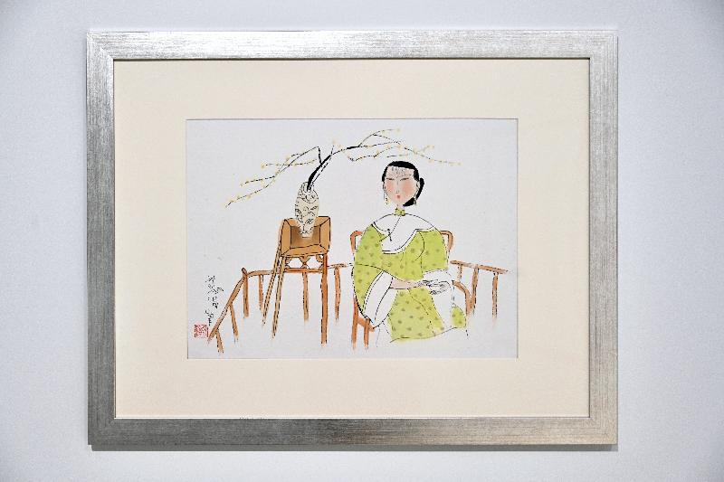 「不是時裝店！」展覽明日（三月十九日）起在香港藝術館舉行。圖示胡永凱水墨畫作《品茗》。
