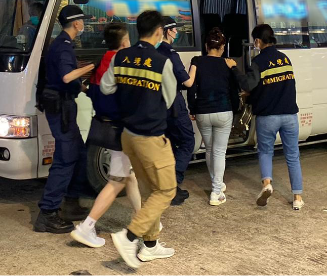 The Immigration Department mounted territory-wide anti-illegal worker operations codenamed "Twilight" on March 15, 17 and 18. Photo shows suspected illegal workers arrested during the operations.