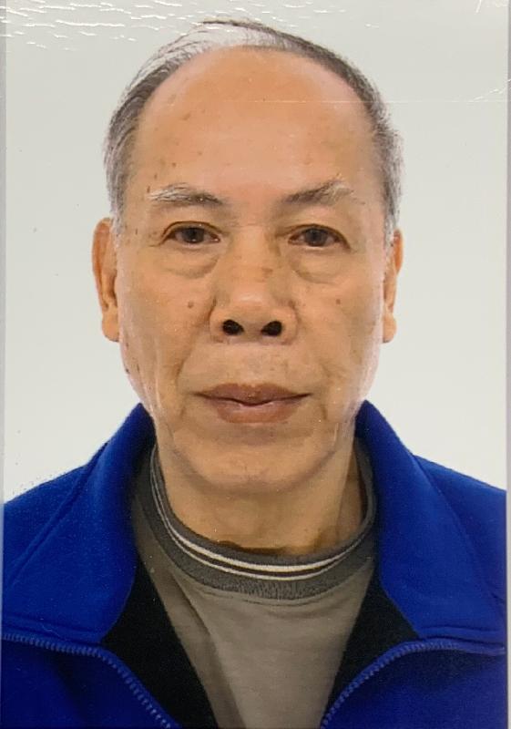 Chan Yuen-but, aged 67, is about 1.76 metres tall, 63 kilograms in weight and of medium build. He has a pointed face with yellow complexion and white short hair. He was last seen wearing a dark blue jacket, light blue trousers, dark-coloured shoes and carrying a dark-coloured backpack.