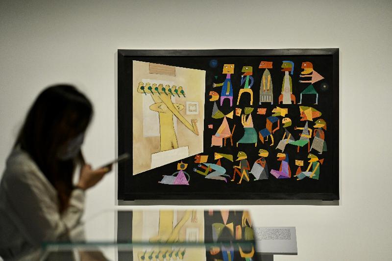 香港艺术馆明日（五月二十一日）起举行「超现实之外——巴黎庞比度中心藏品展」。图示维克多・布罗纳和罗贝托・马塔的作品《幻象之间》。